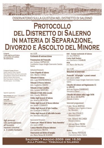 Protocollo del distretto di Salerno